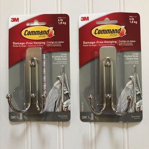 Set of 2 Command Large Size Double Decorative Hook